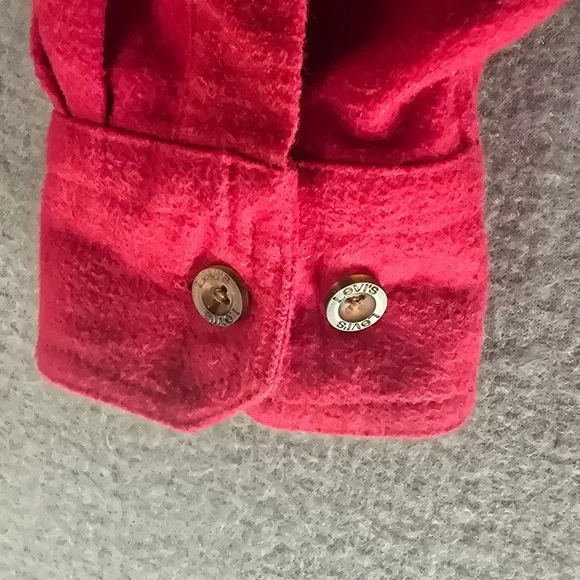 Levis Mens Medium Red Cotton Flannel Button Up Shirt Long Sleeve Workwear M - Picture 16 of 16